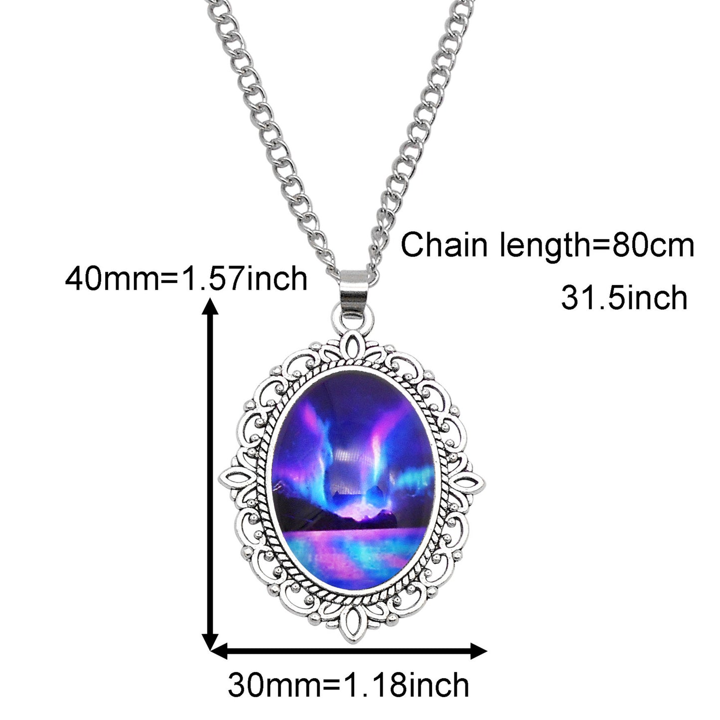 1 Piece Metal Bezel Pendant Necklace Setting Glass Aurora Cabochons Tray Necklace Handmade Time Gem Charm Jewelry Women Festival Necklace Gifts & Daily Wear