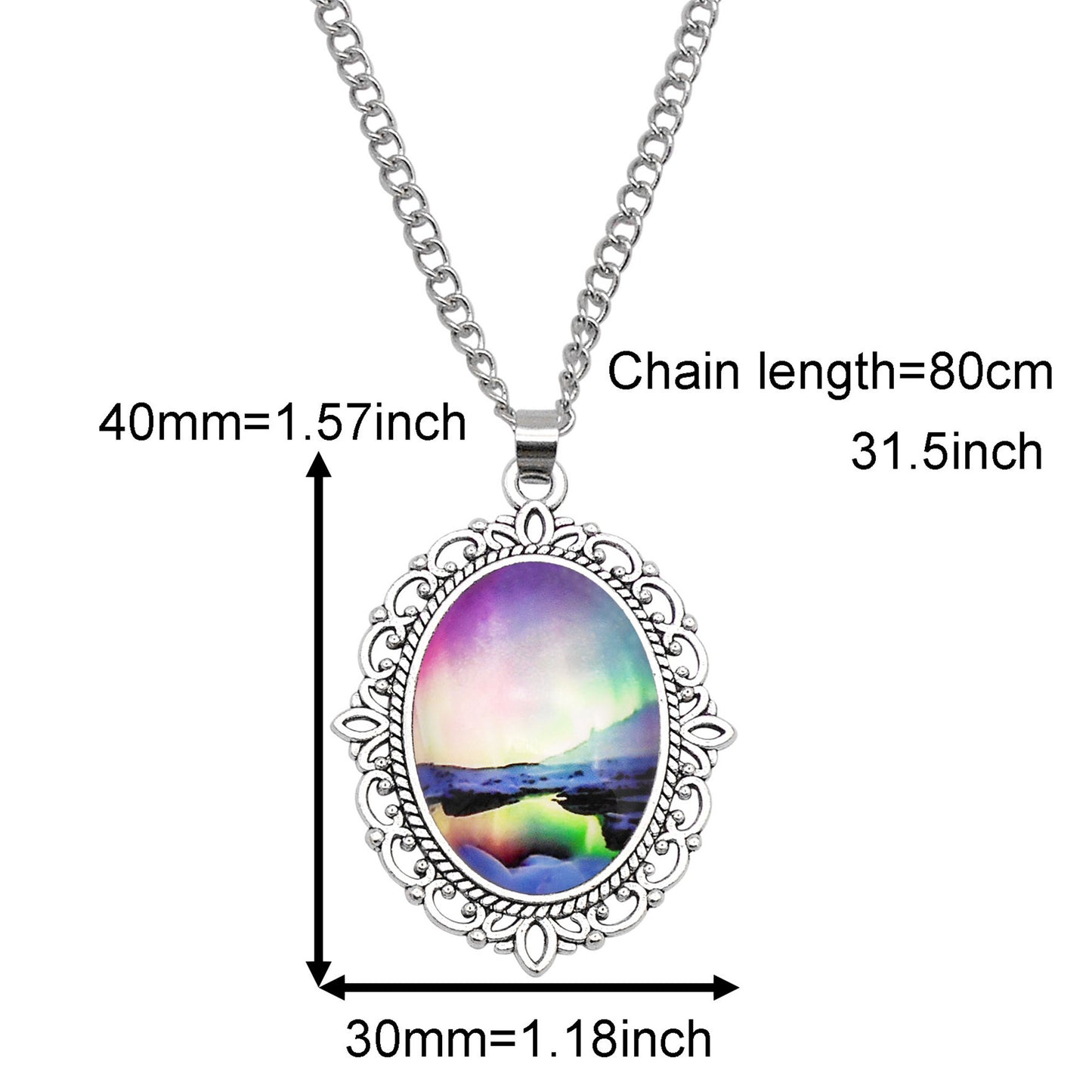 1 Piece Metal Bezel Pendant Necklace Setting Glass Aurora Cabochons Tray Necklace Handmade Time Gem Charm Jewelry Women Festival Necklace Gifts & Daily Wear