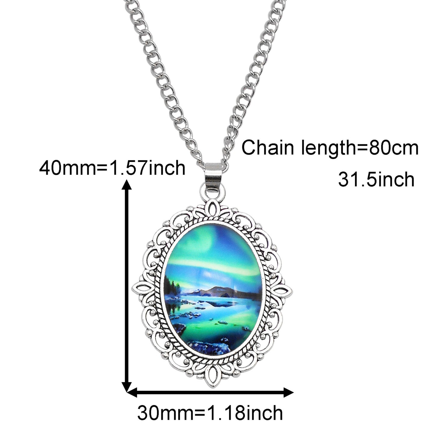 1 Piece Metal Bezel Pendant Necklace Setting Glass Aurora Cabochons Tray Necklace Handmade Time Gem Charm Jewelry Women Festival Necklace Gifts & Daily Wear