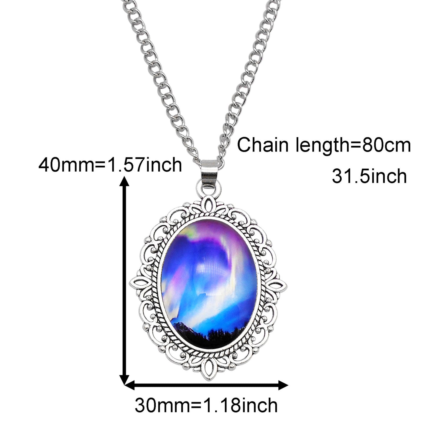 1 Piece Metal Bezel Pendant Necklace Setting Glass Aurora Cabochons Tray Necklace Handmade Time Gem Charm Jewelry Women Festival Necklace Gifts & Daily Wear