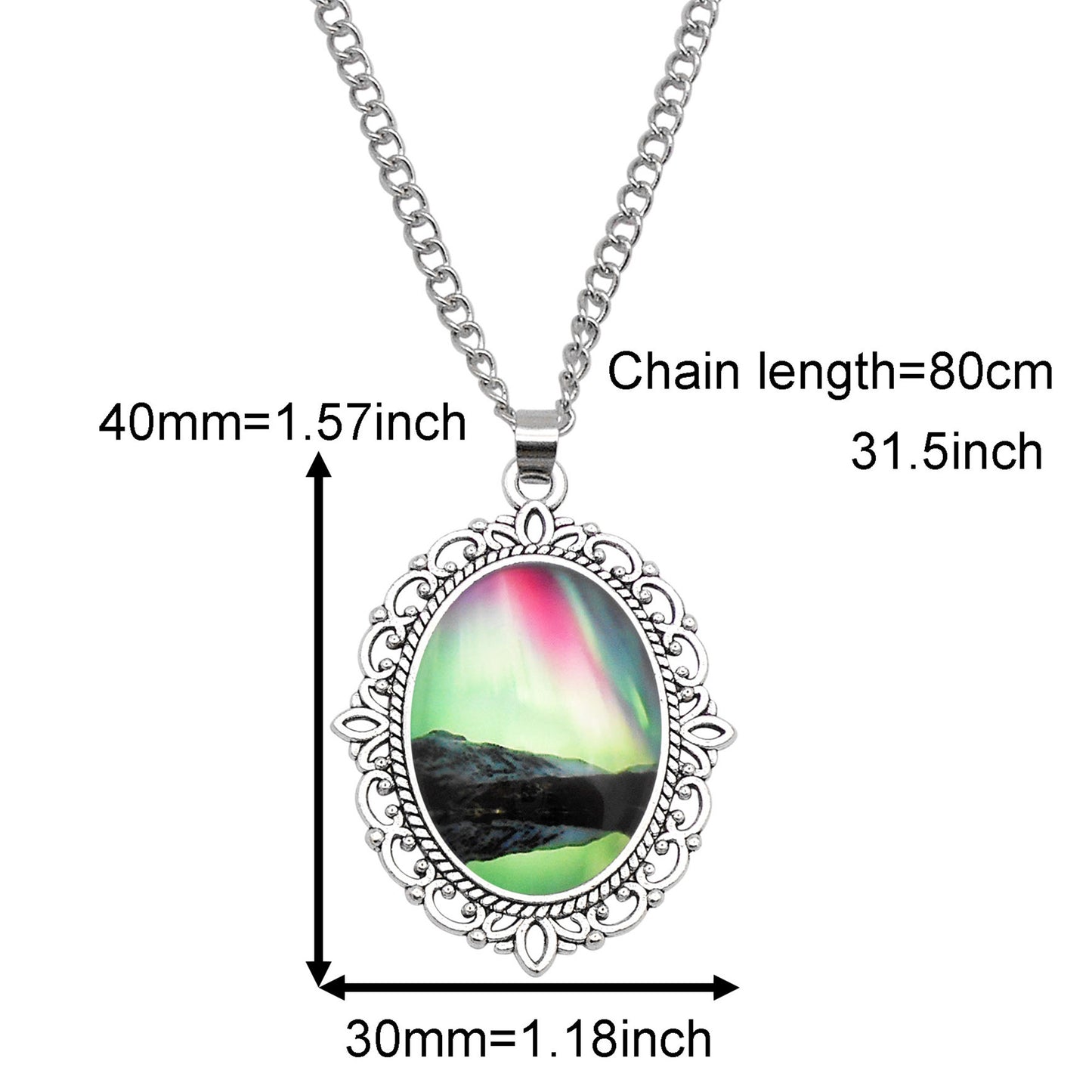 1 Piece Metal Bezel Pendant Necklace Setting Glass Aurora Cabochons Tray Necklace Handmade Time Gem Charm Jewelry Women Festival Necklace Gifts & Daily Wear