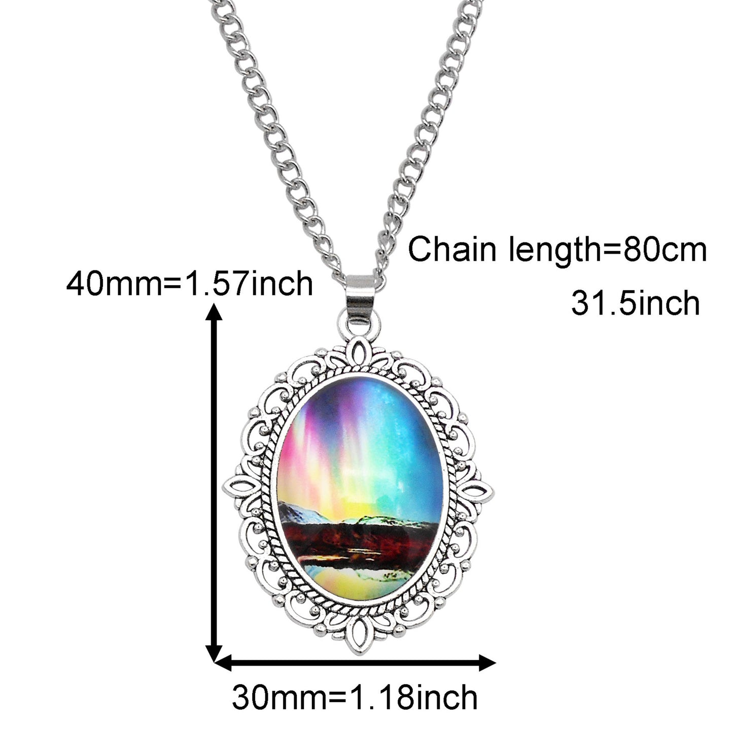 1 Piece Metal Bezel Pendant Necklace Setting Glass Aurora Cabochons Tray Necklace Handmade Time Gem Charm Jewelry Women Festival Necklace Gifts & Daily Wear