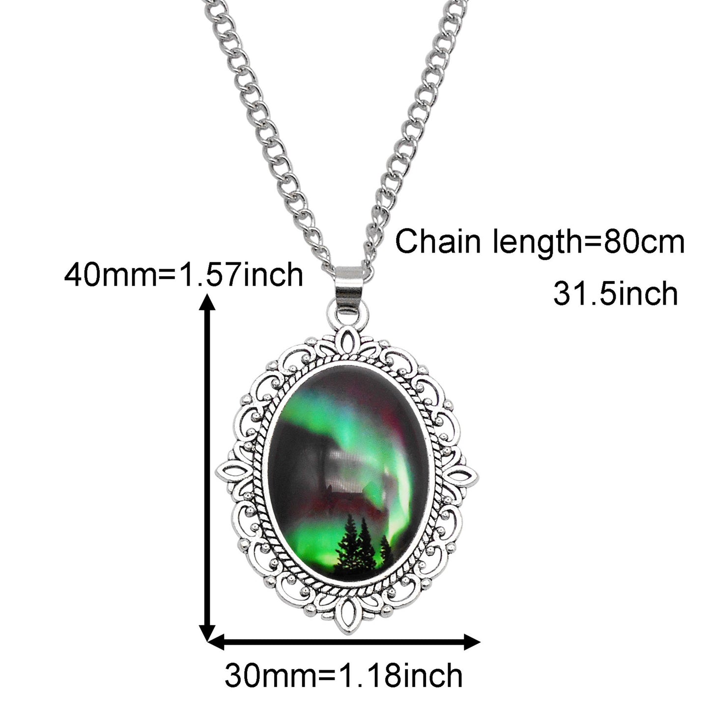 1 Piece Metal Bezel Pendant Necklace Setting Glass Aurora Cabochons Tray Necklace Handmade Time Gem Charm Jewelry Women Festival Necklace Gifts & Daily Wear