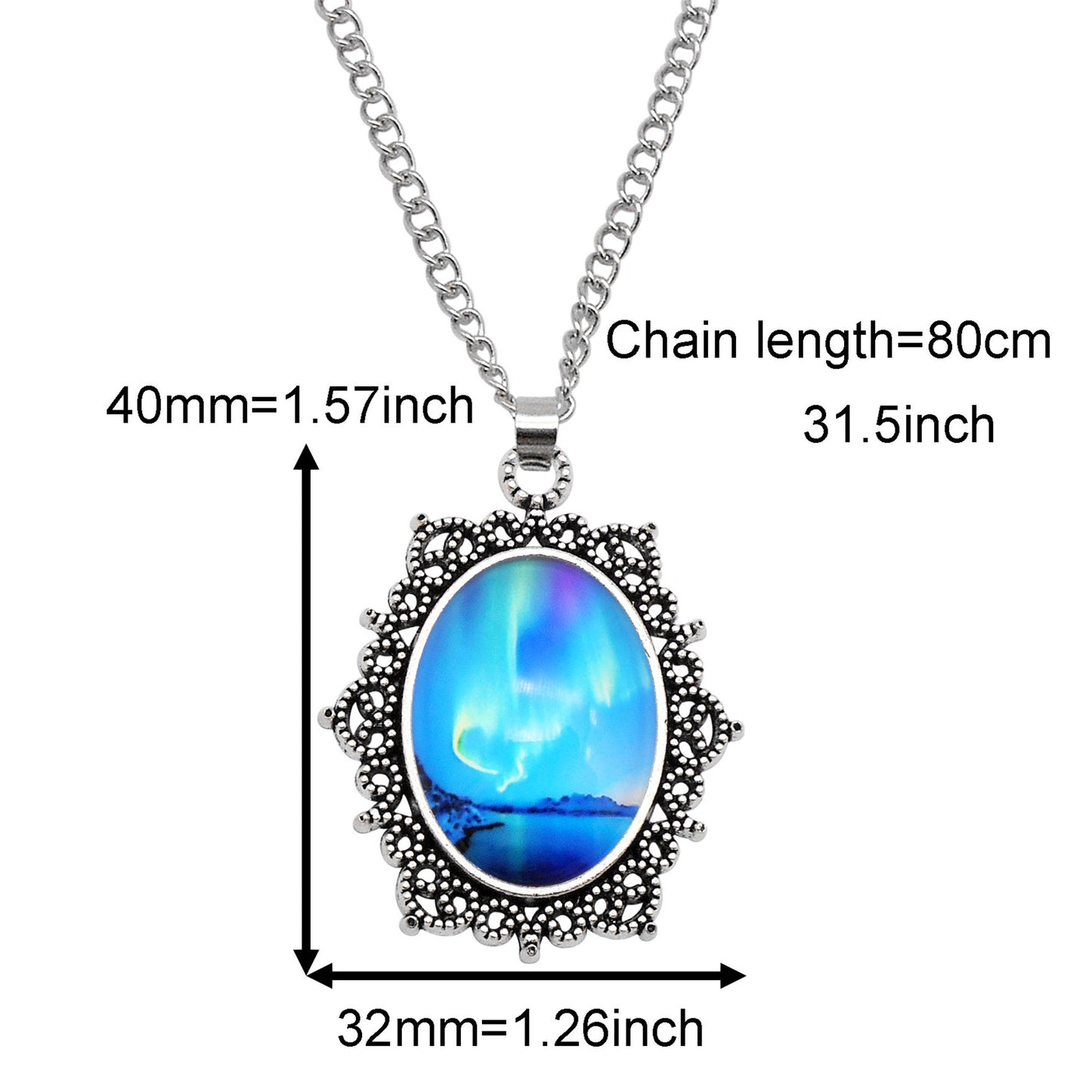 1 Piece Metal Bezel Pendant Necklace Setting Glass Aurora Cabochons Tray Necklace Handmade Time Gem Charm Jewelry Women Festival Necklace Gifts & Daily Wear