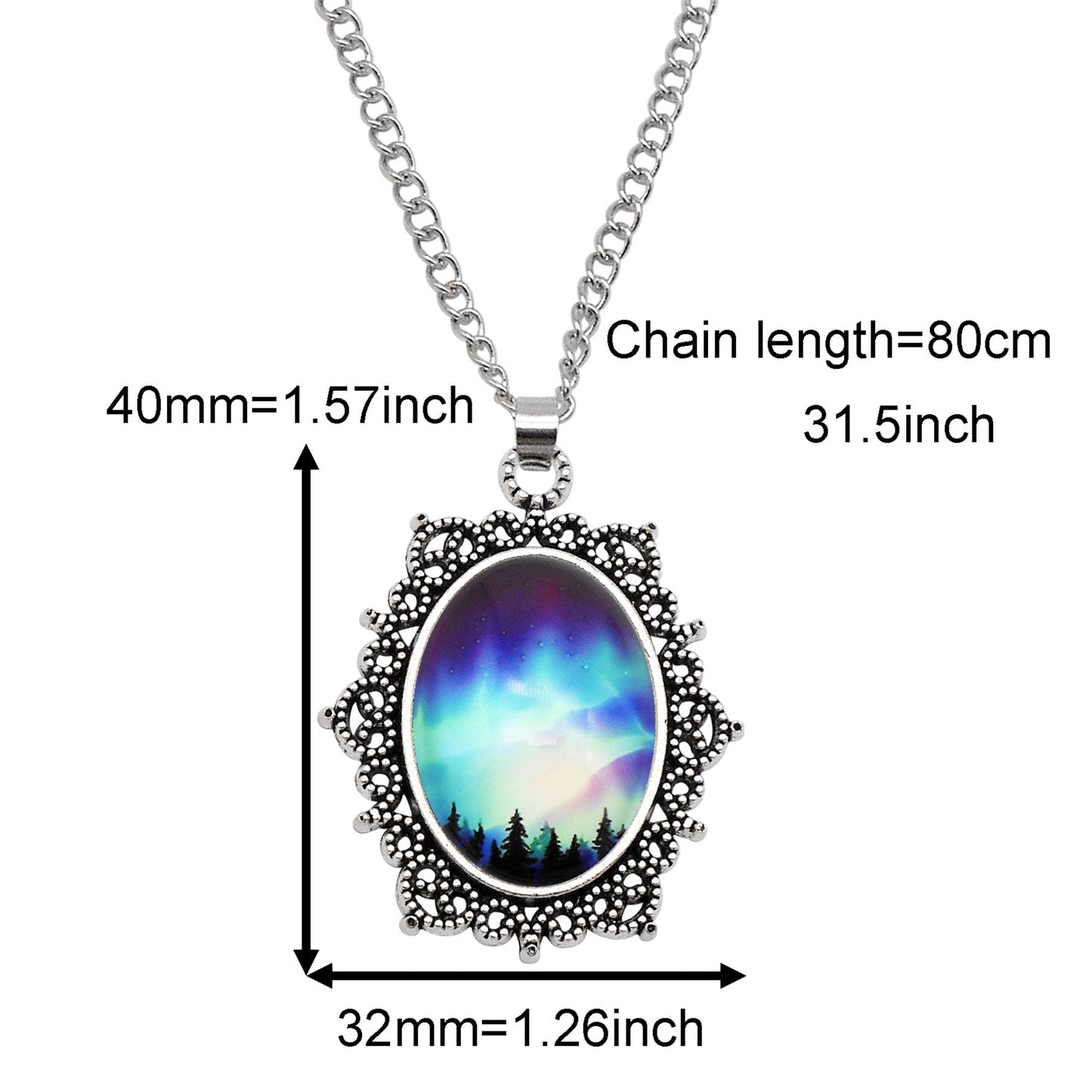 1 Piece Metal Bezel Pendant Necklace Setting Glass Aurora Cabochons Tray Necklace Handmade Time Gem Charm Jewelry Women Festival Necklace Gifts & Daily Wear