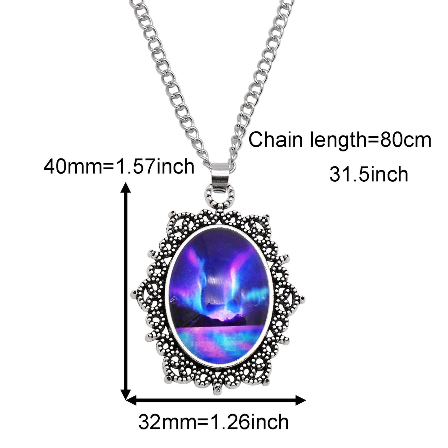 1 Piece Metal Bezel Pendant Necklace Setting Glass Aurora Cabochons Tray Necklace Handmade Time Gem Charm Jewelry Women Festival Necklace Gifts & Daily Wear