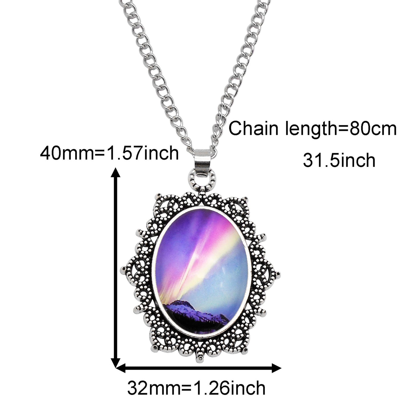 1 Piece Metal Bezel Pendant Necklace Setting Glass Aurora Cabochons Tray Necklace Handmade Time Gem Charm Jewelry Women Festival Necklace Gifts & Daily Wear
