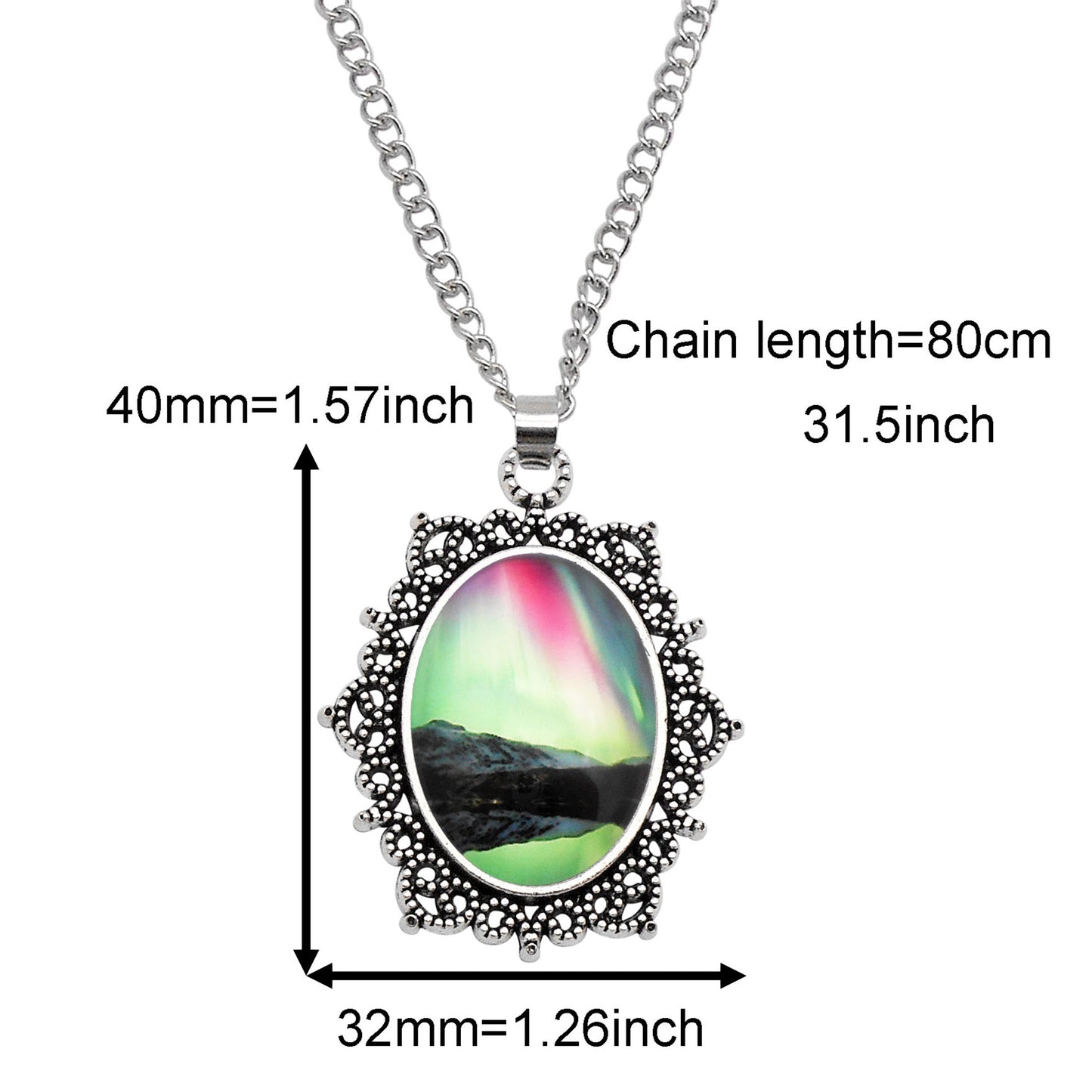 1 Piece Metal Bezel Pendant Necklace Setting Glass Aurora Cabochons Tray Necklace Handmade Time Gem Charm Jewelry Women Festival Necklace Gifts & Daily Wear
