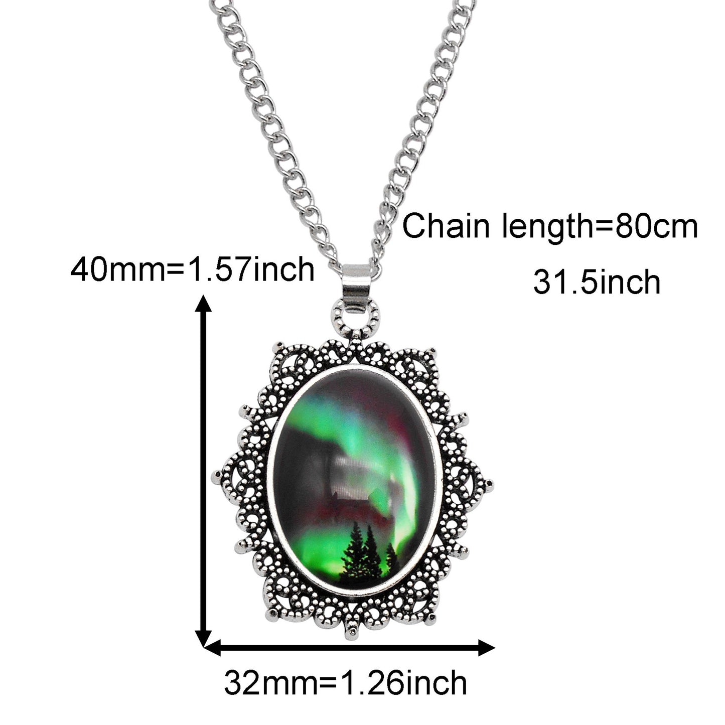 1 Piece Metal Bezel Pendant Necklace Setting Glass Aurora Cabochons Tray Necklace Handmade Time Gem Charm Jewelry Women Festival Necklace Gifts & Daily Wear
