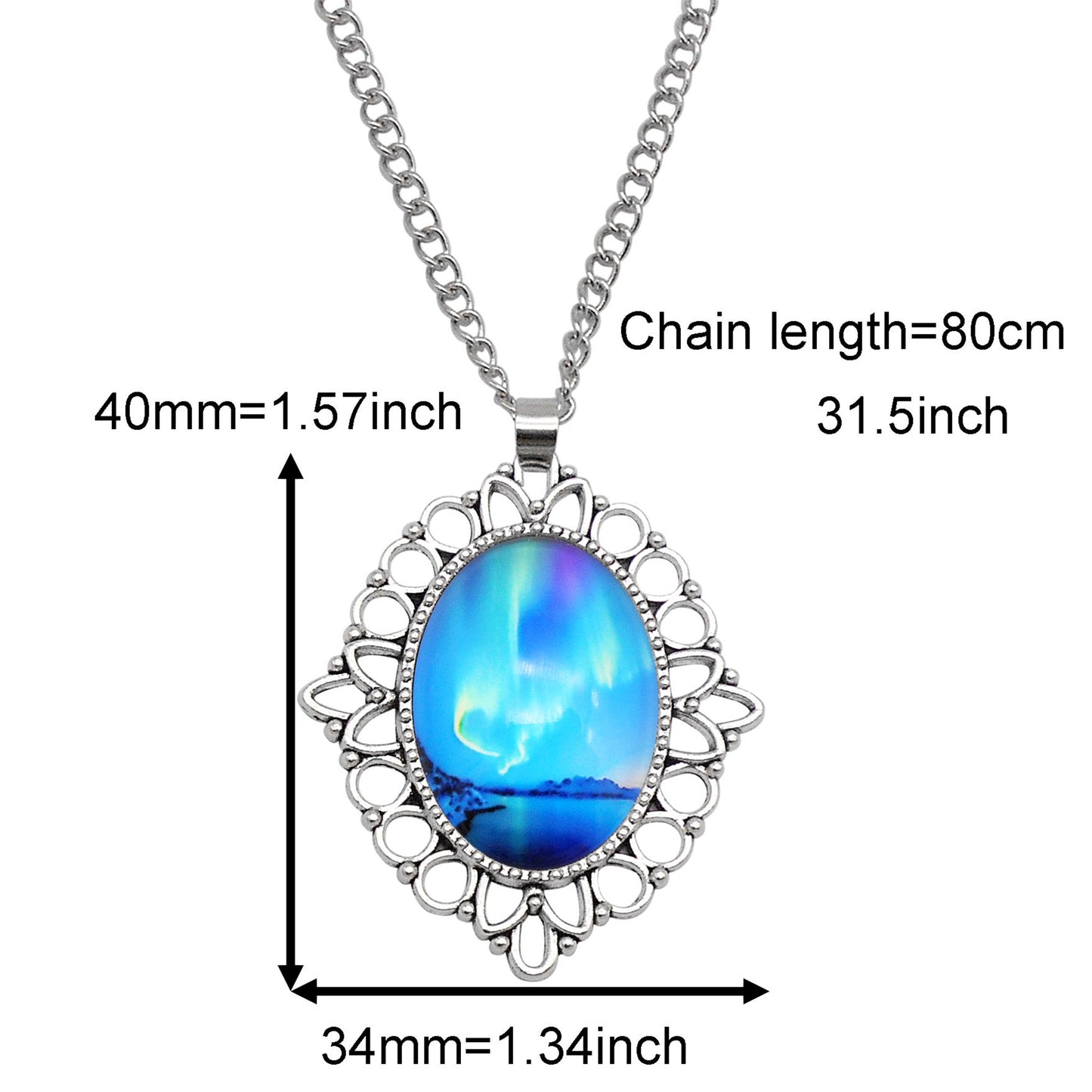 1 Piece Metal Bezel Pendant Necklace Setting Glass Aurora Cabochons Tray Necklace Handmade Time Gem Charm Jewelry Women Festival Necklace Gifts & Daily Wear