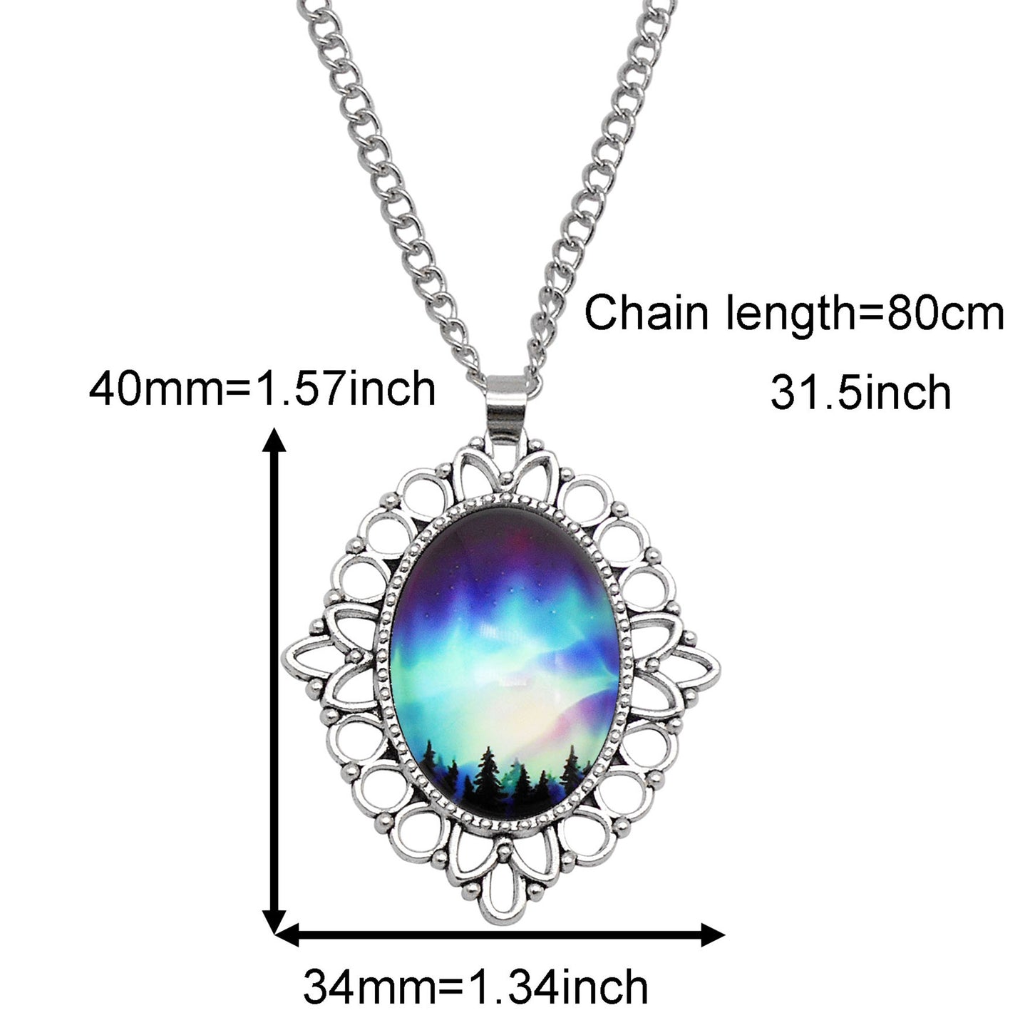 1 Piece Metal Bezel Pendant Necklace Setting Glass Aurora Cabochons Tray Necklace Handmade Time Gem Charm Jewelry Women Festival Necklace Gifts & Daily Wear