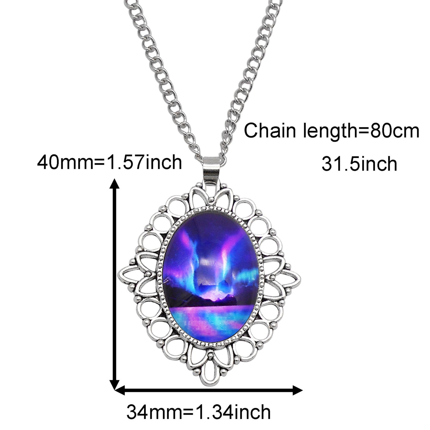 1 Piece Metal Bezel Pendant Necklace Setting Glass Aurora Cabochons Tray Necklace Handmade Time Gem Charm Jewelry Women Festival Necklace Gifts & Daily Wear