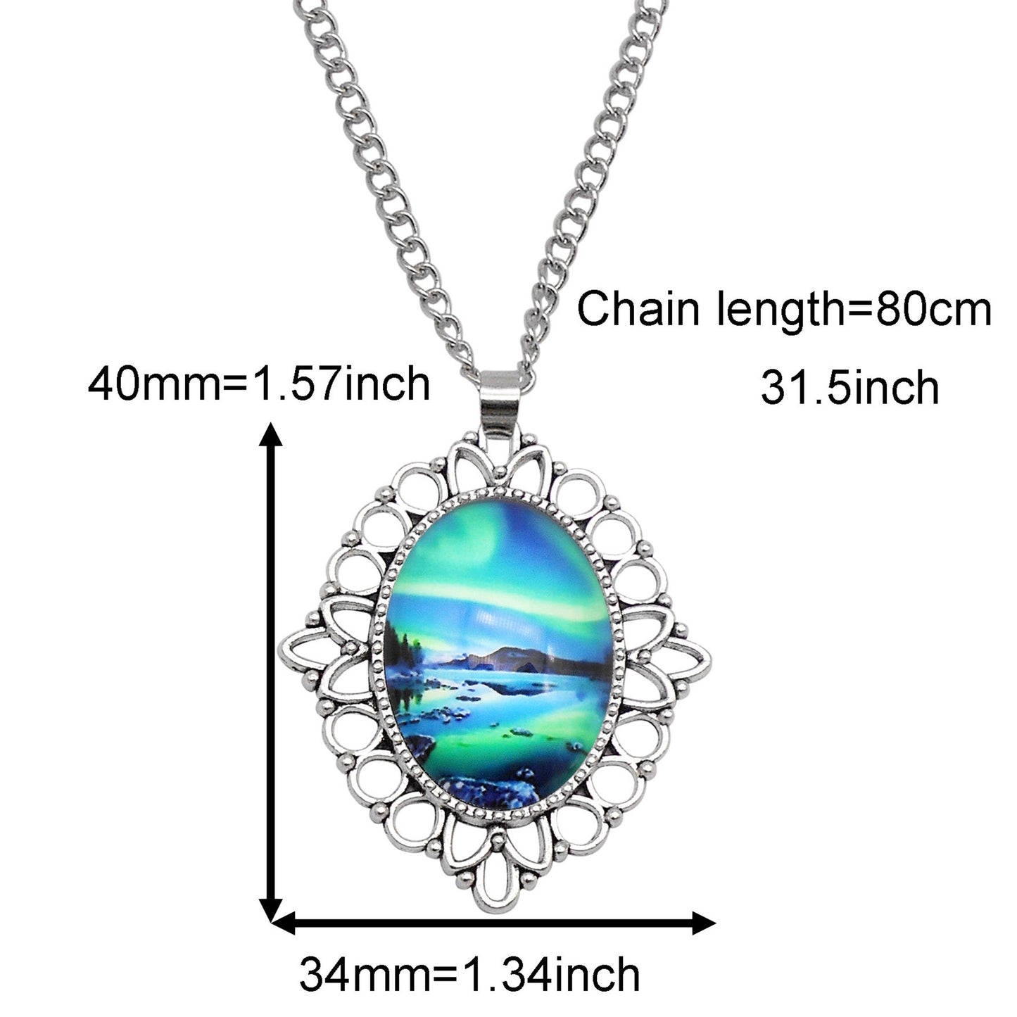 1 Piece Metal Bezel Pendant Necklace Setting Glass Aurora Cabochons Tray Necklace Handmade Time Gem Charm Jewelry Women Festival Necklace Gifts & Daily Wear