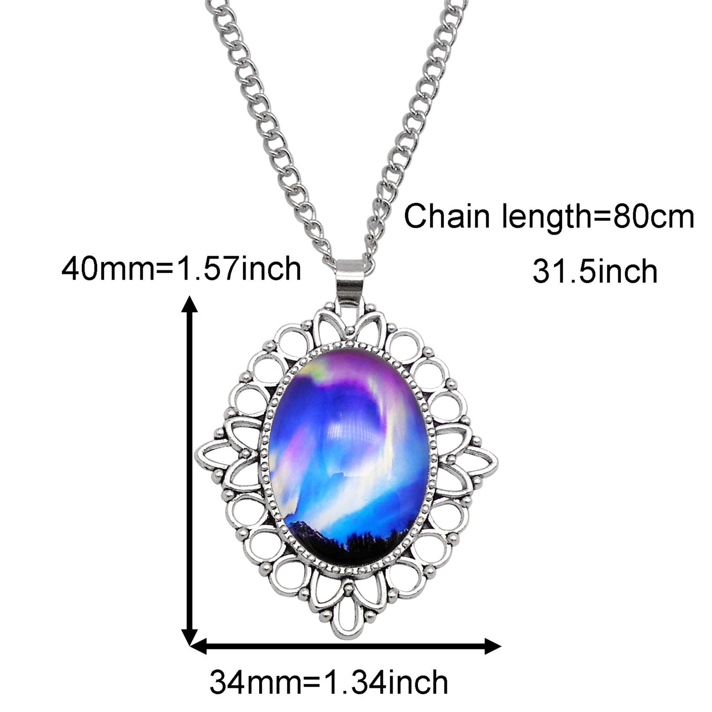 1 Piece Metal Bezel Pendant Necklace Setting Glass Aurora Cabochons Tray Necklace Handmade Time Gem Charm Jewelry Women Festival Necklace Gifts & Daily Wear