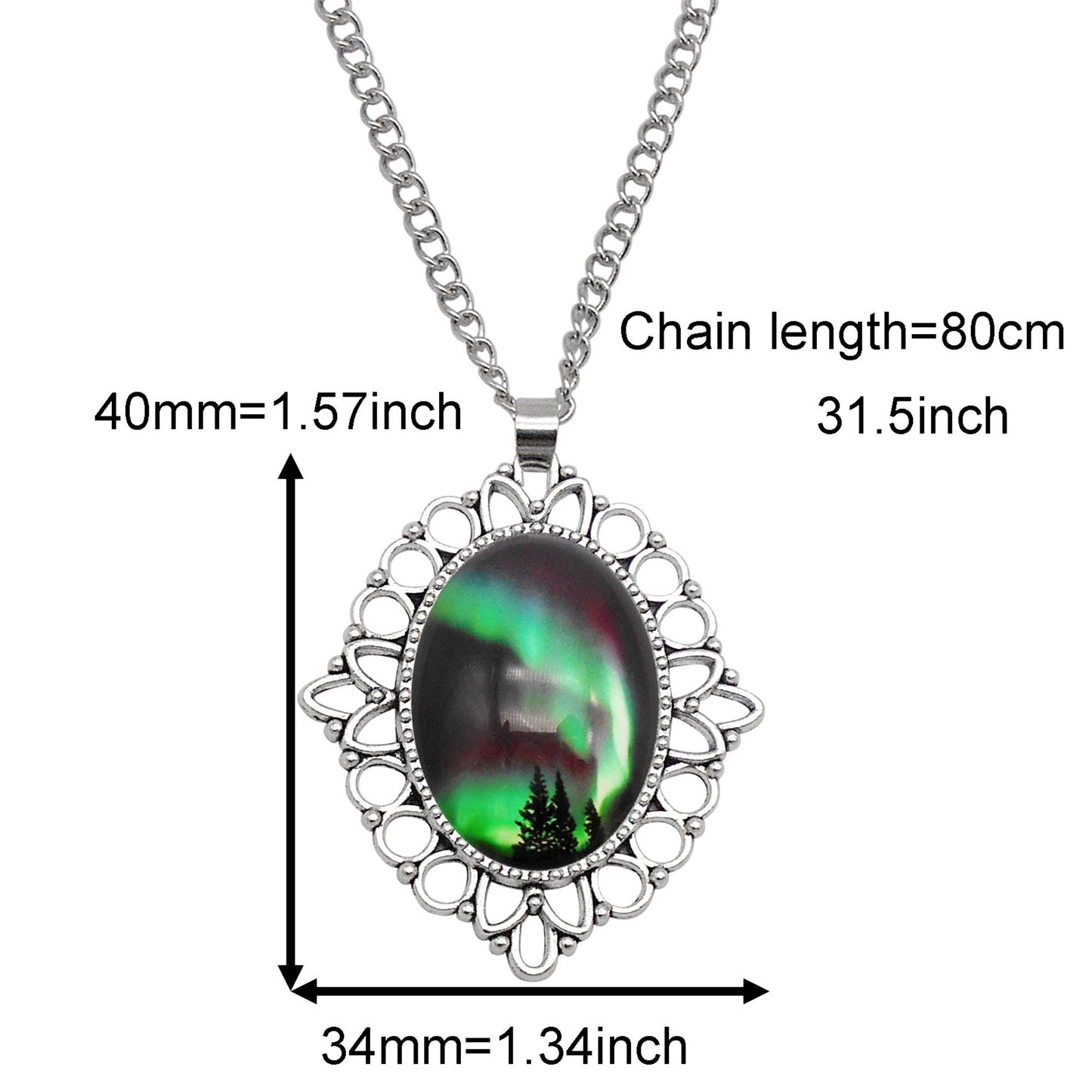 1 Piece Metal Bezel Pendant Necklace Setting Glass Aurora Cabochons Tray Necklace Handmade Time Gem Charm Jewelry Women Festival Necklace Gifts & Daily Wear