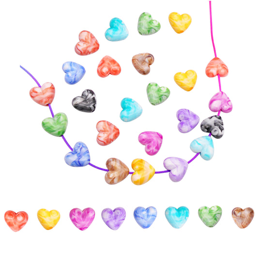 20pcs Heart Shaped Acrylic Beads - Colorful Spacer Beads for DIY Jewelry, Bracelet Making, Phone Chain Decor - Craft Supplies & Art Accessories