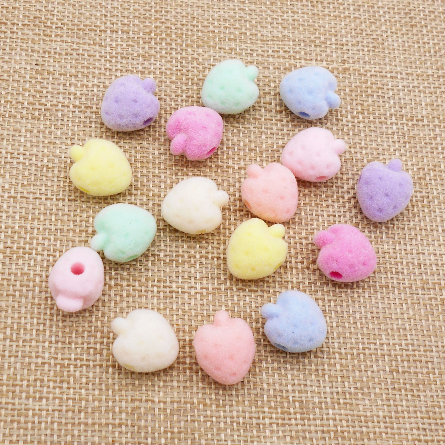 10pcs Mixed Color Flocked Strawberry Spacer Beads for DIY Jewelry Making - Acrylic 3D Fruit Beads for Necklace, Bracelet Craft Supplies