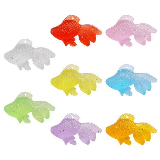 10Pcs 36x26x9mm Glow in Dark Goldfish Charms Acrylic Japanese Koi Fish Dangle for DIY Pendant Jewelry Making Crafts Decor