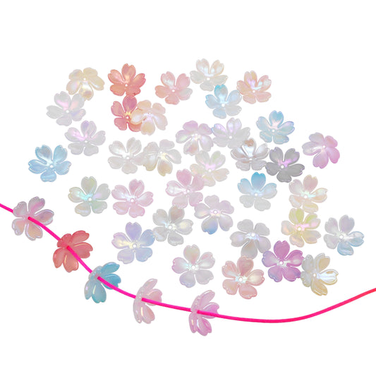 100Pcs Colorful Acrylic Flower Beads Cap DIY Jewelry Findings Bellflower Shaped Spacer Beads Charms Bracelets Supplies for Jewelry Making