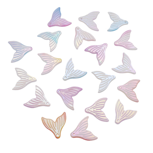 100Pcs Acrylic Mermaid Tail Charms - 19x20mm Colorful Jewelry Dangle for Pendant Necklace Bracelet Earrings Decor Crafts Supplies