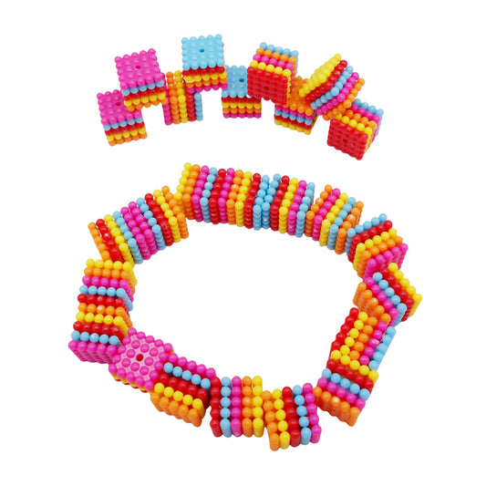 10Pcs Colorful Plated Cube Bead Building Block Detachable Designed Biscuit Building Block Plastic for DIY Jewelry Making Crafts Decor