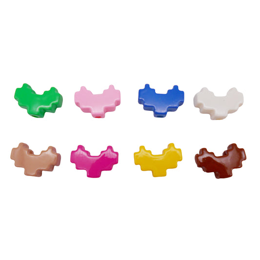 10Pcs Plastic Heart Beads Mosaic Designed Spacer Beads Necklace Bracelet Making Accessories DIY Crafts Supplies Phone Chain Tassel Decor