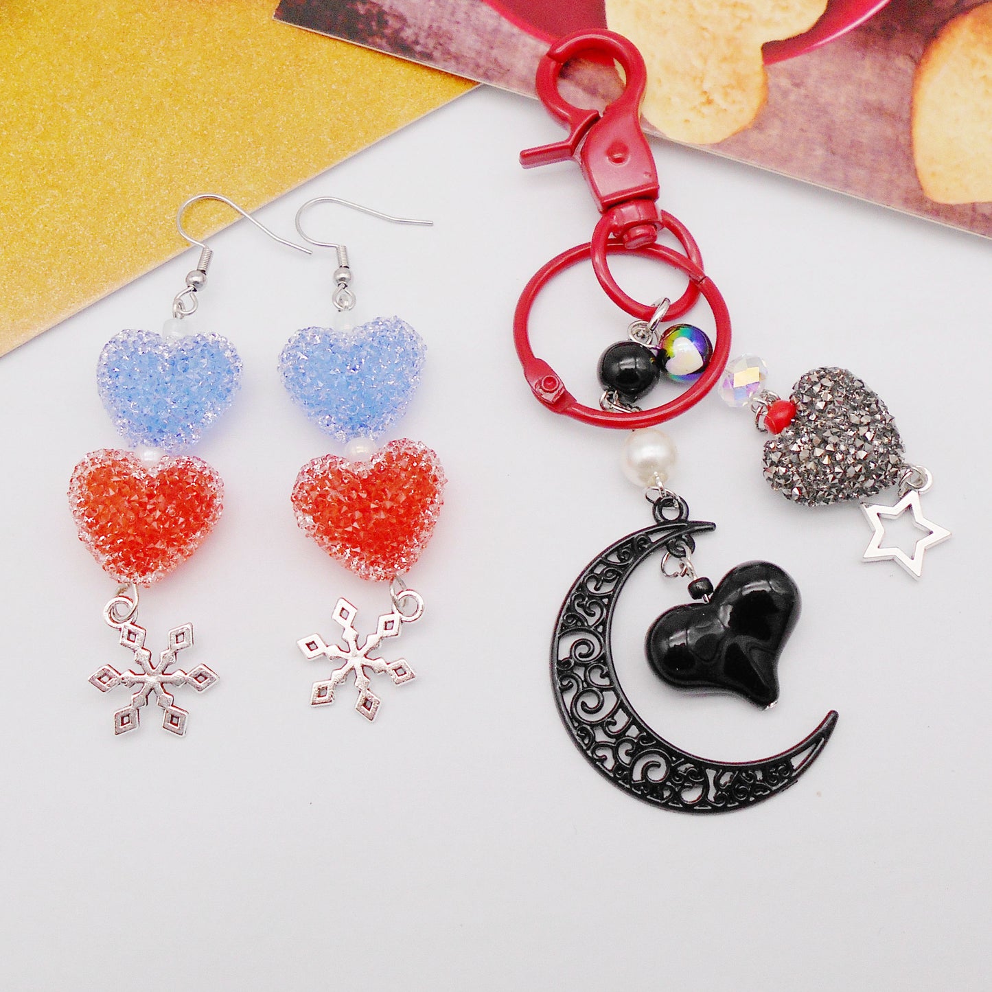 5Pcs Jelly Candy Heart Beads - Acrylic Spacer Beads for DIY Necklace Bracelet Making, Sweet Jewelry Craft Supplies