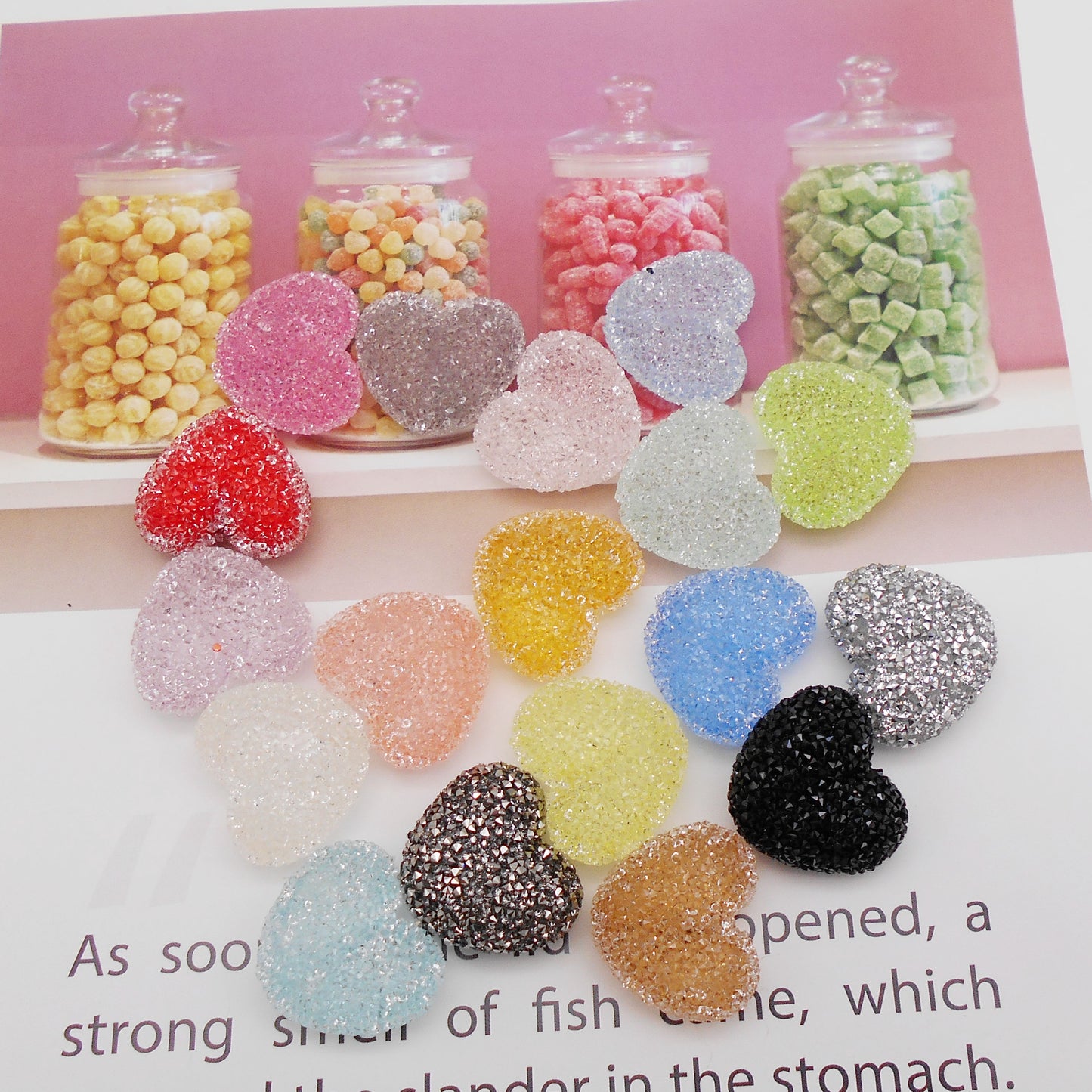 5Pcs Jelly Candy Heart Beads - Acrylic Spacer Beads for DIY Necklace Bracelet Making, Sweet Jewelry Craft Supplies