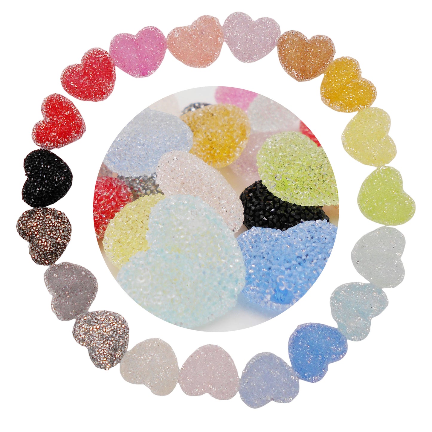 5Pcs Jelly Candy Heart Beads - Acrylic Spacer Beads for DIY Necklace Bracelet Making, Sweet Jewelry Craft Supplies