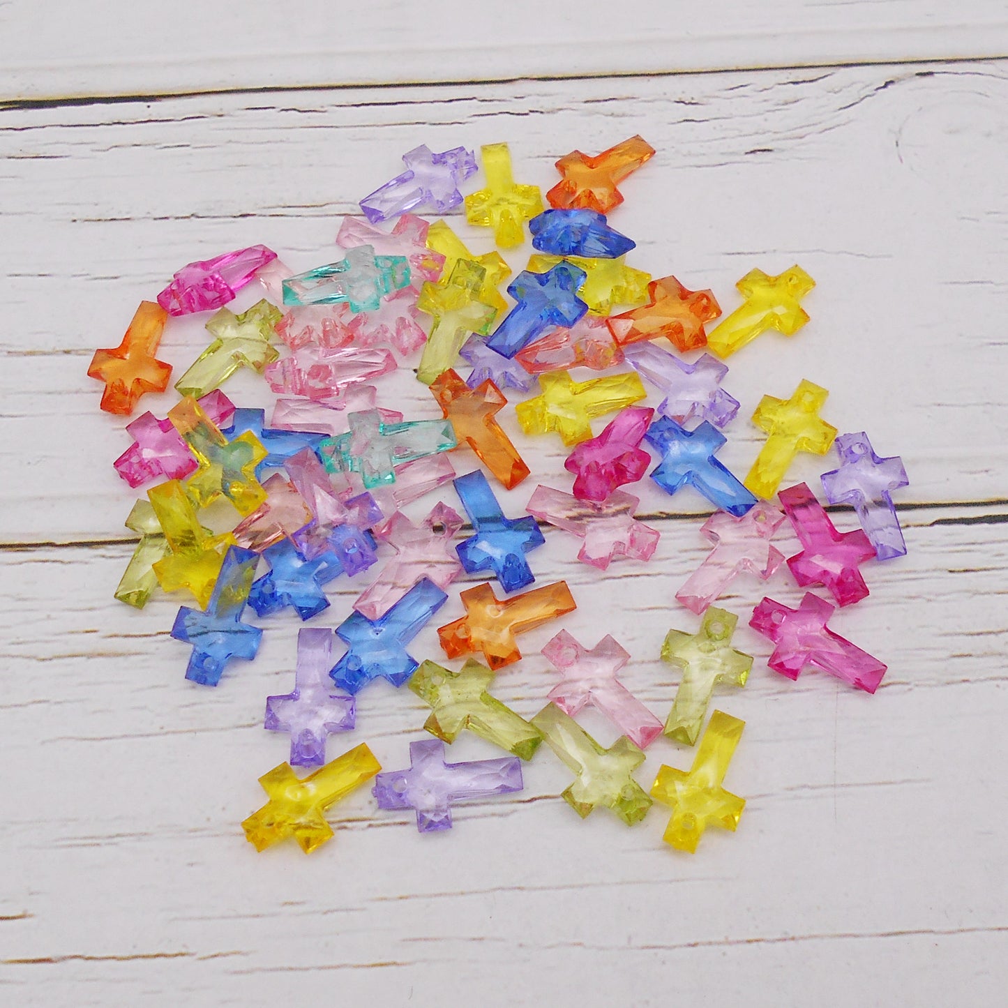 100pcs Transparent Acrylic Cross Charms DIY Pendant Supplies Colorful Jewelry Findings Necklace Bracelet Charms 16x10x4mm