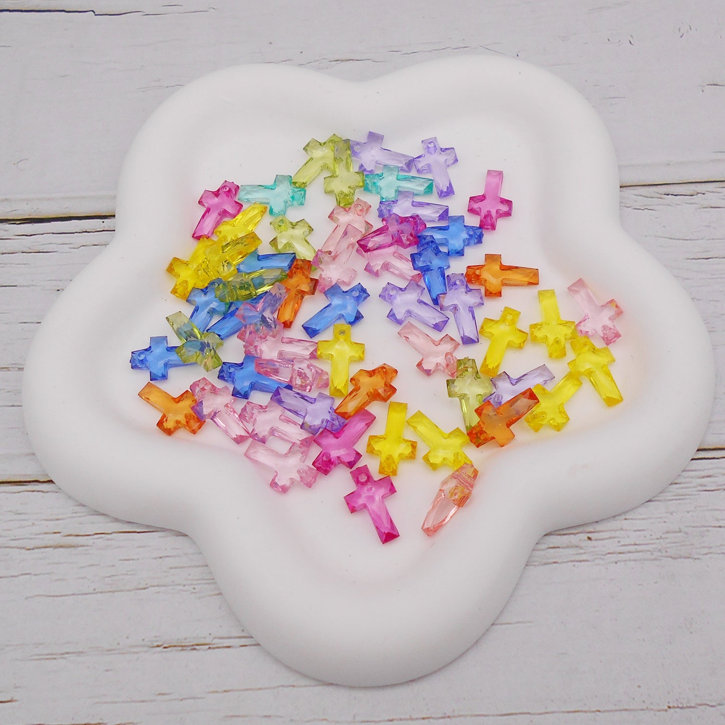 100pcs Transparent Acrylic Cross Charms DIY Pendant Supplies Colorful Jewelry Findings Necklace Bracelet Charms 16x10x4mm