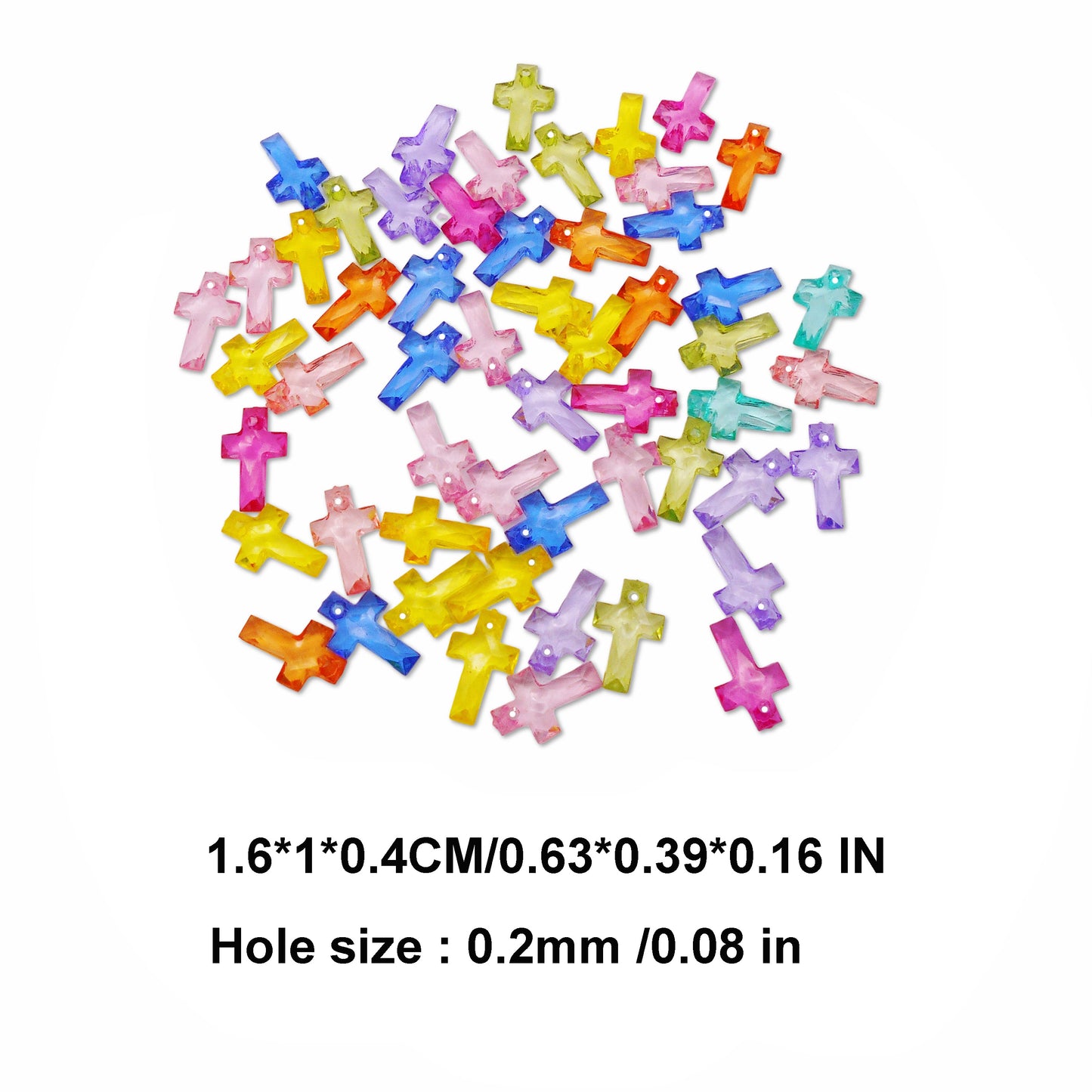 100pcs Transparent Acrylic Cross Charms DIY Pendant Supplies Colorful Jewelry Findings Necklace Bracelet Charms 16x10x4mm