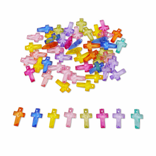 100pcs Transparent Acrylic Cross Charms DIY Pendant Supplies Colorful Jewelry Findings Necklace Bracelet Charms 16x10x4mm
