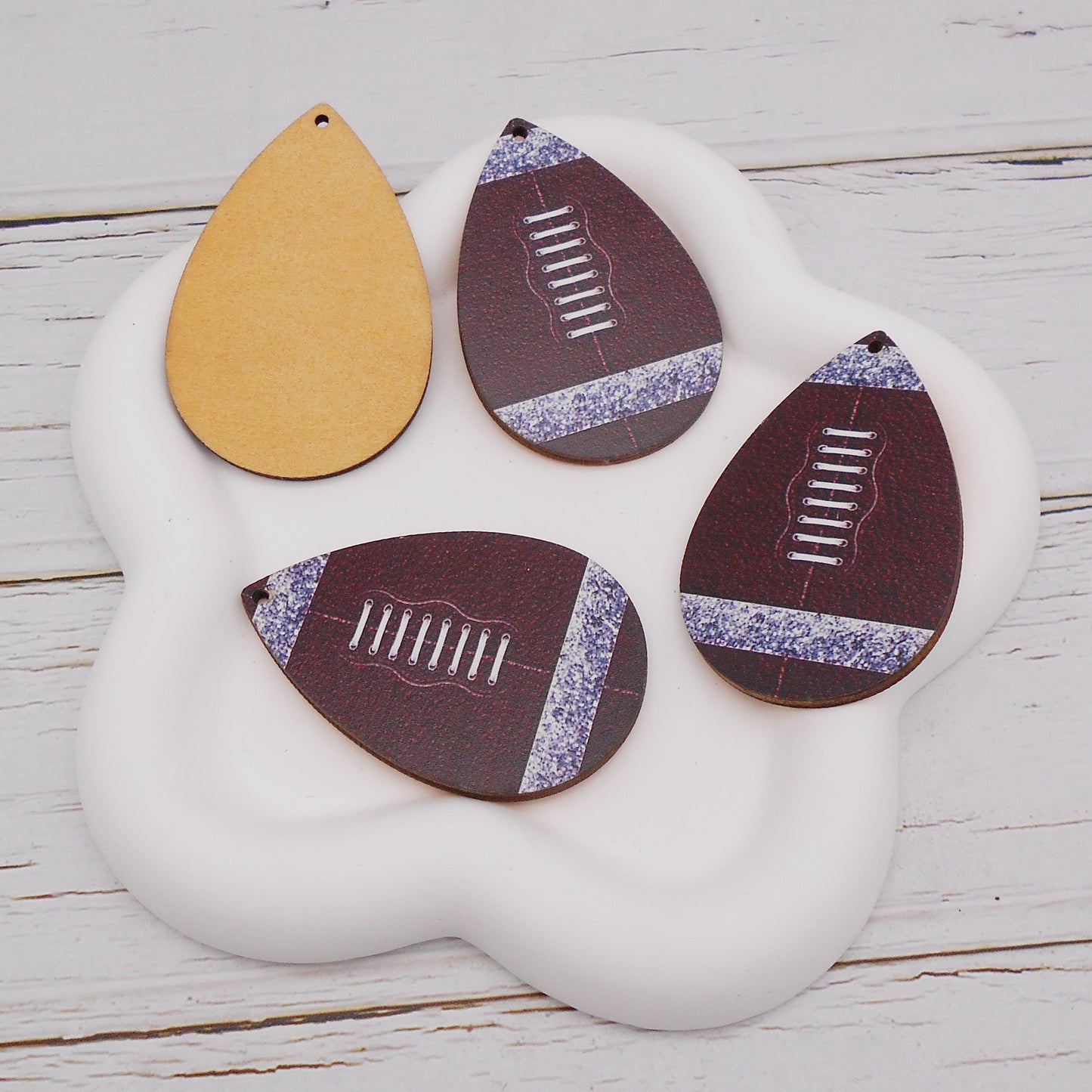 10PCS Wooden American Football Charms - Flat Back DIY Pendants for Jewelry Making (Necklace, Earrings, Bracelet) - Craft Supplies & Decor