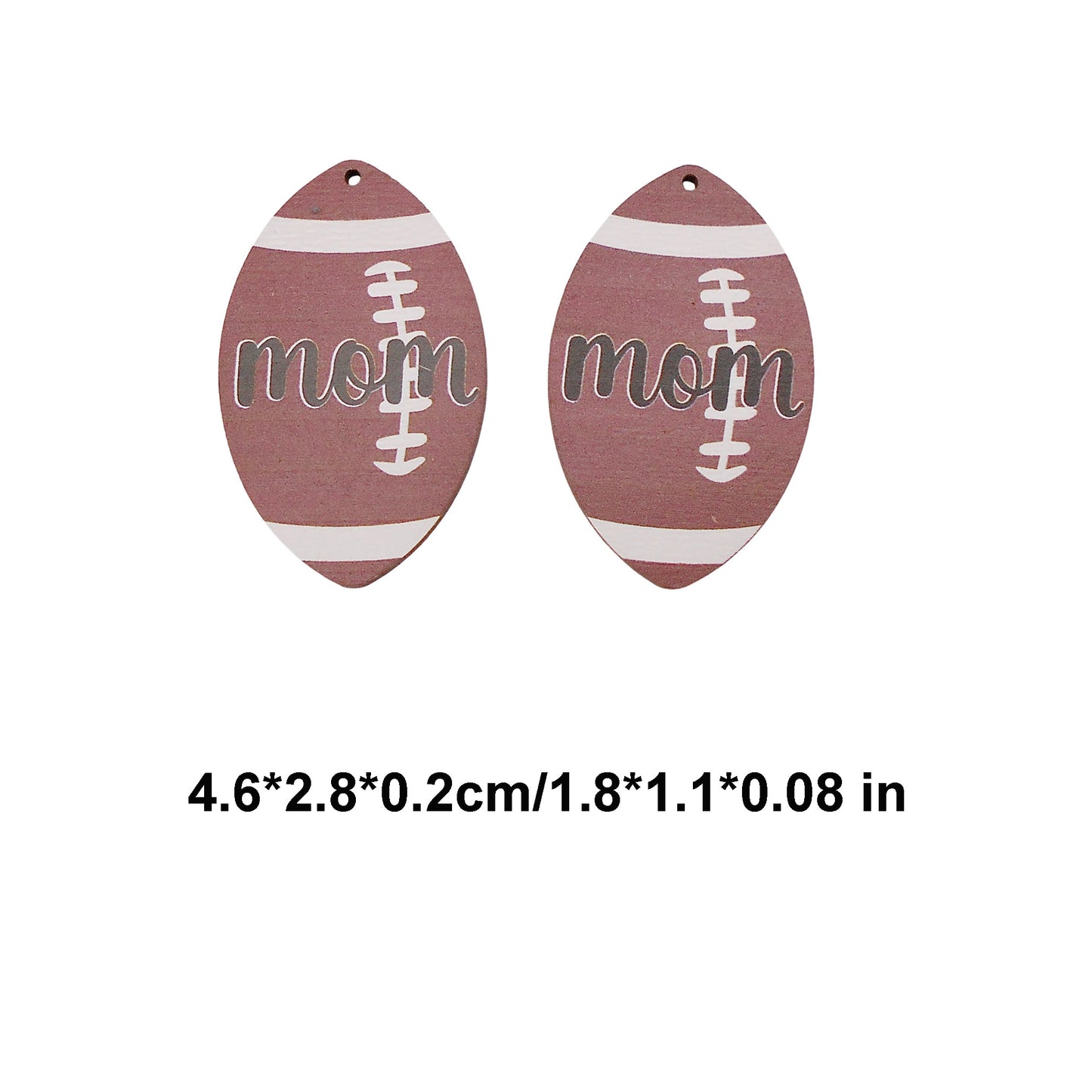 10PCS Wooden American Football Charms - Flat Back DIY Pendants for Jewelry Making (Necklace, Earrings, Bracelet) - Craft Supplies & Decor