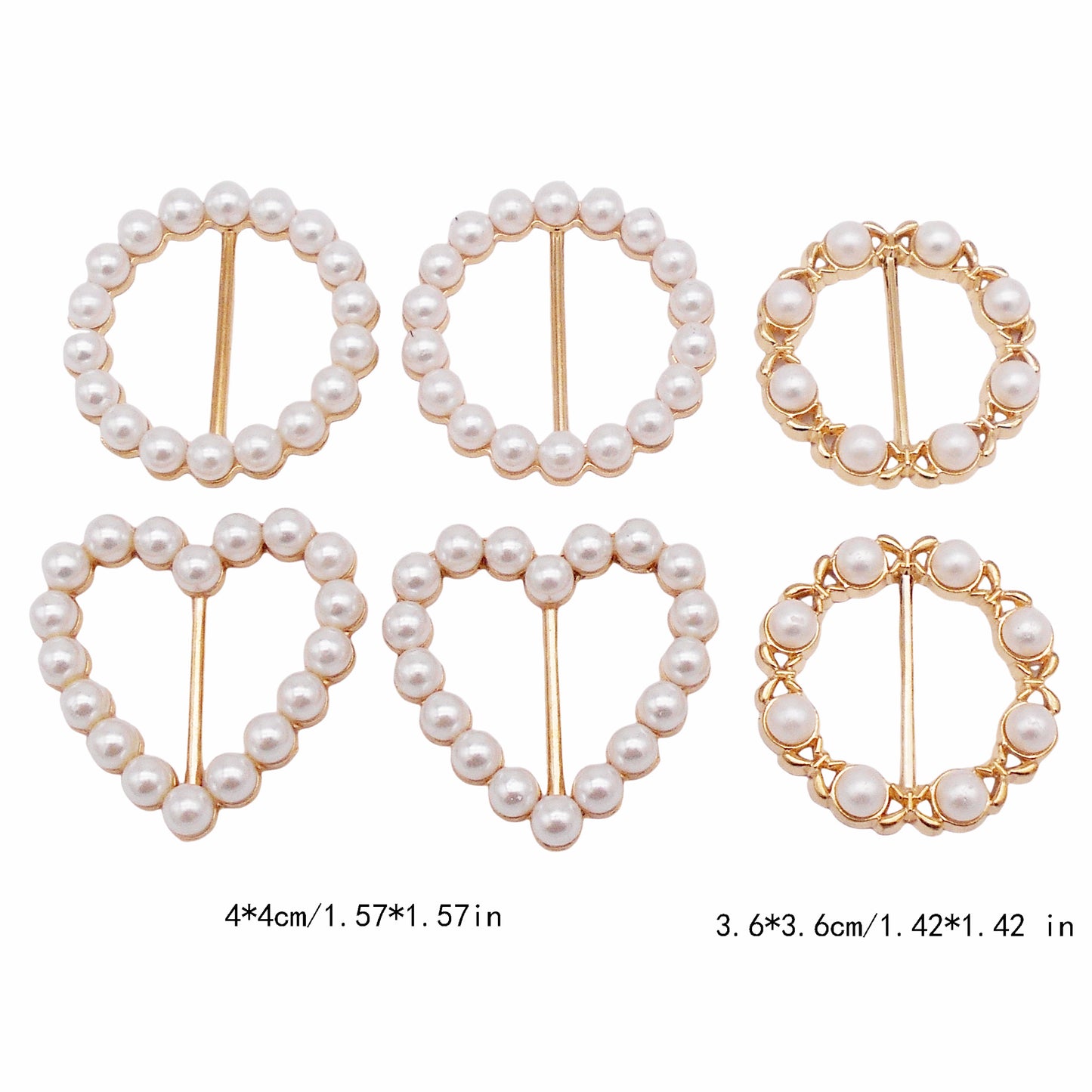 6Pcs Faux Pearl Scarf Clip Round & Heart Shaped Metal Hem Weight Clip Imitation Pearl Embellished Silk Scarf Buckle Clips for Clothing Accessories