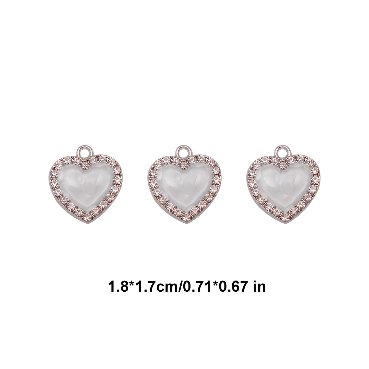 10Pcs Enamel Heart Charms Crystal Bezel Setting Heart Pendants Metal Necklace Bracelet Earrings Charms DIY Jewelry Making Accessories 18x17mm