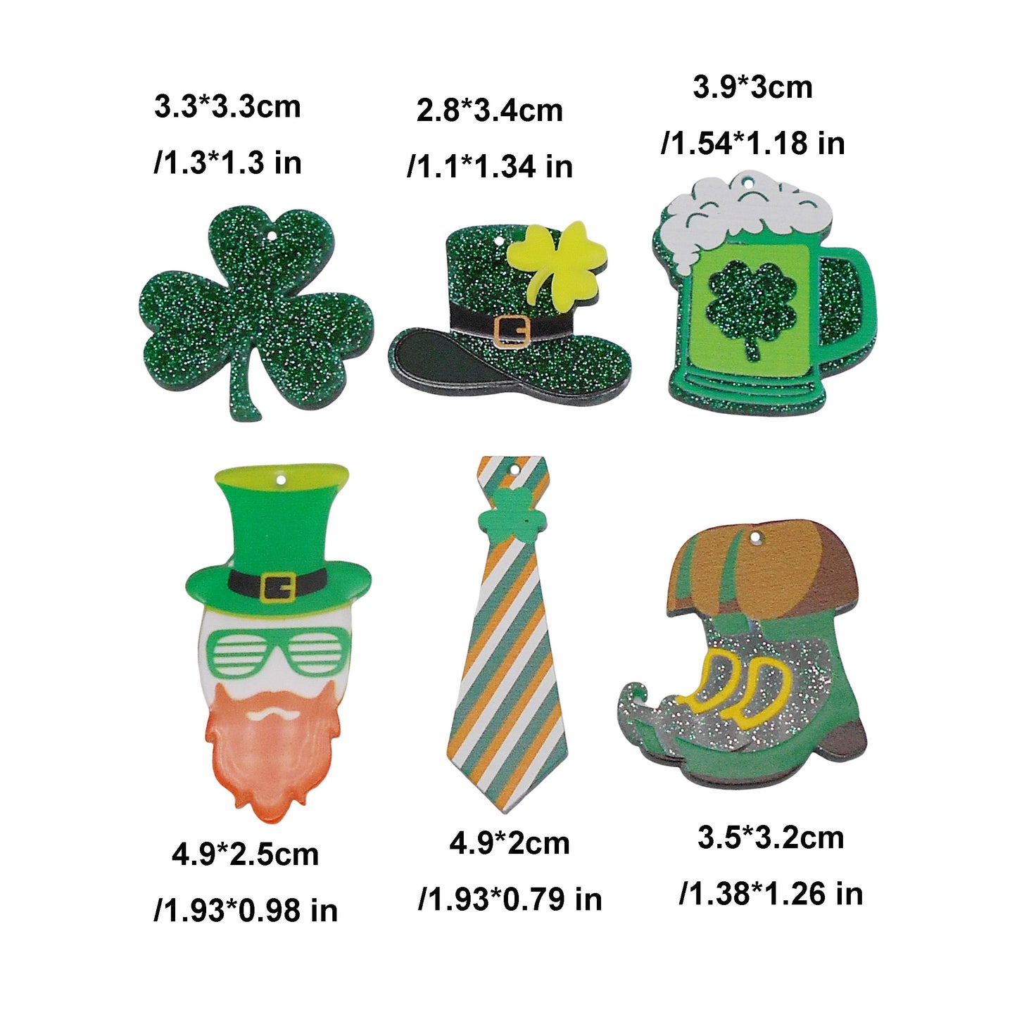 18pcs Acrylic Shamrock St. Patrick's Day Green Pendant &nbsp;Three Leaf Clover Charm for Jewelry Necklace Bracelet Earring Making Keychain Bookmark DIY Craft Findings