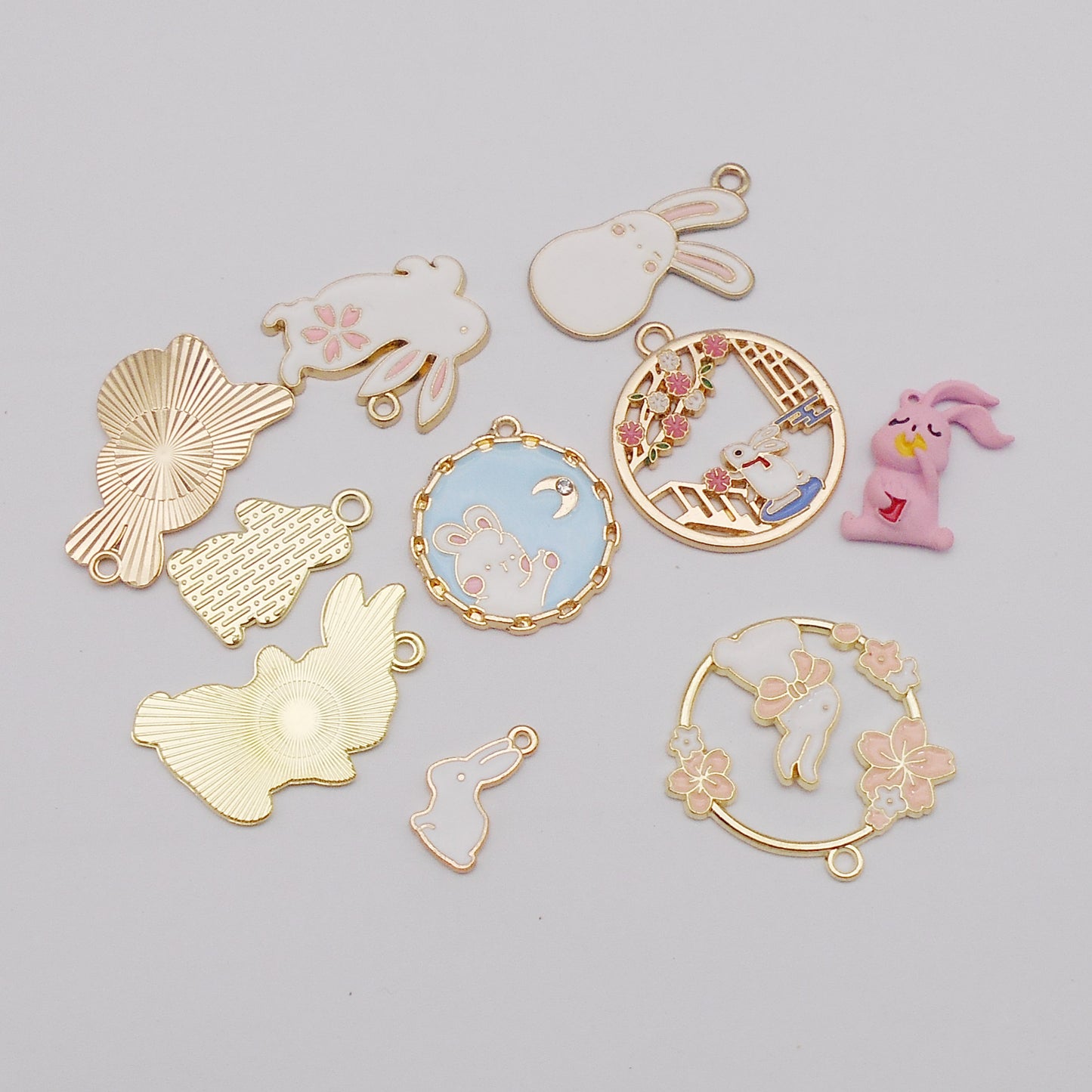 30PCS Enamel Charms Alloy Bunny Easter Pendant  for Jewelry Necklace Bracelet Earring Making Keychain Bookmark DIY Craft Findings