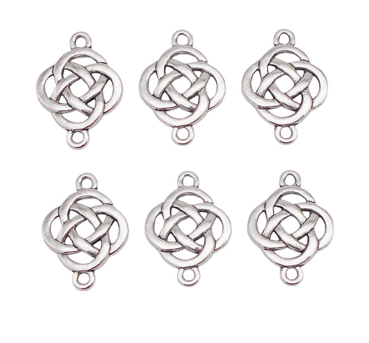 10PCS 25x18mm Antique Silver Chinese Knot Charms Metal Celtic Knot Pendant Connector for DIY Jewelry Making Accessories Craft Decoration