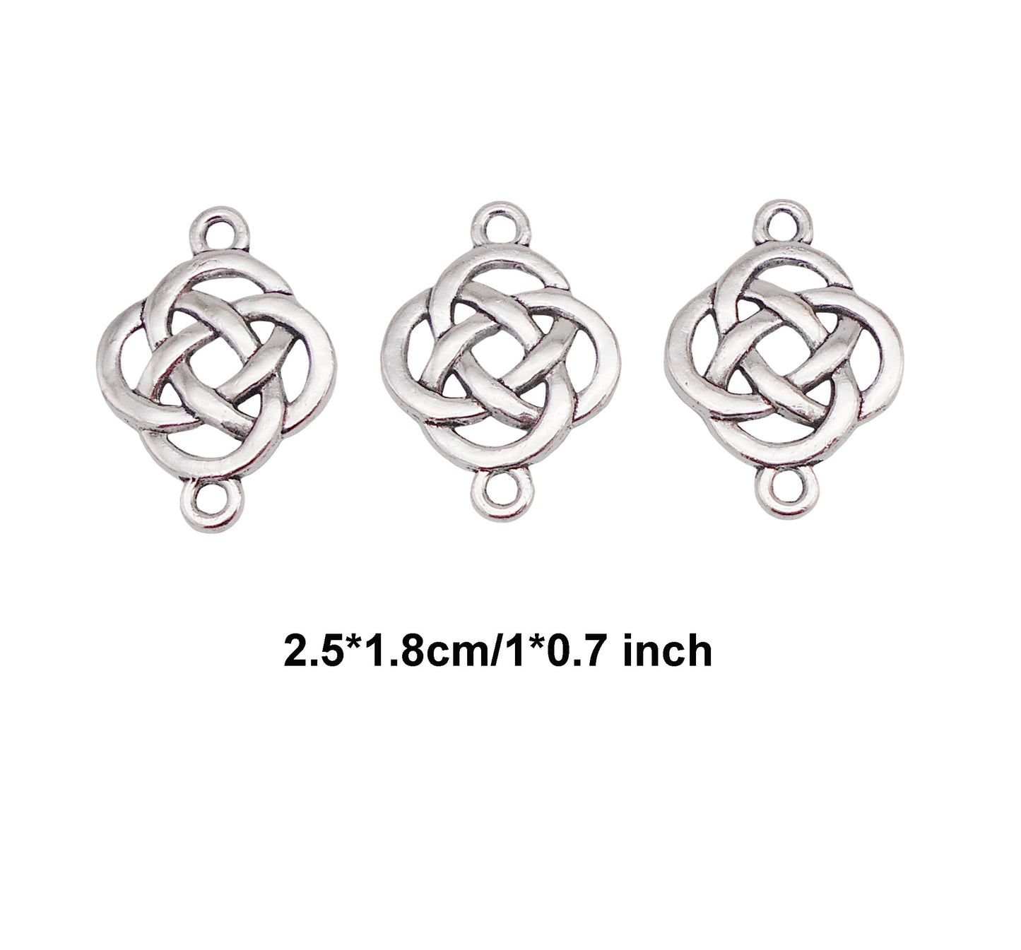 10PCS 25x18mm Antique Silver Chinese Knot Charms Metal Celtic Knot Pendant Connector for DIY Jewelry Making Accessories Craft Decoration