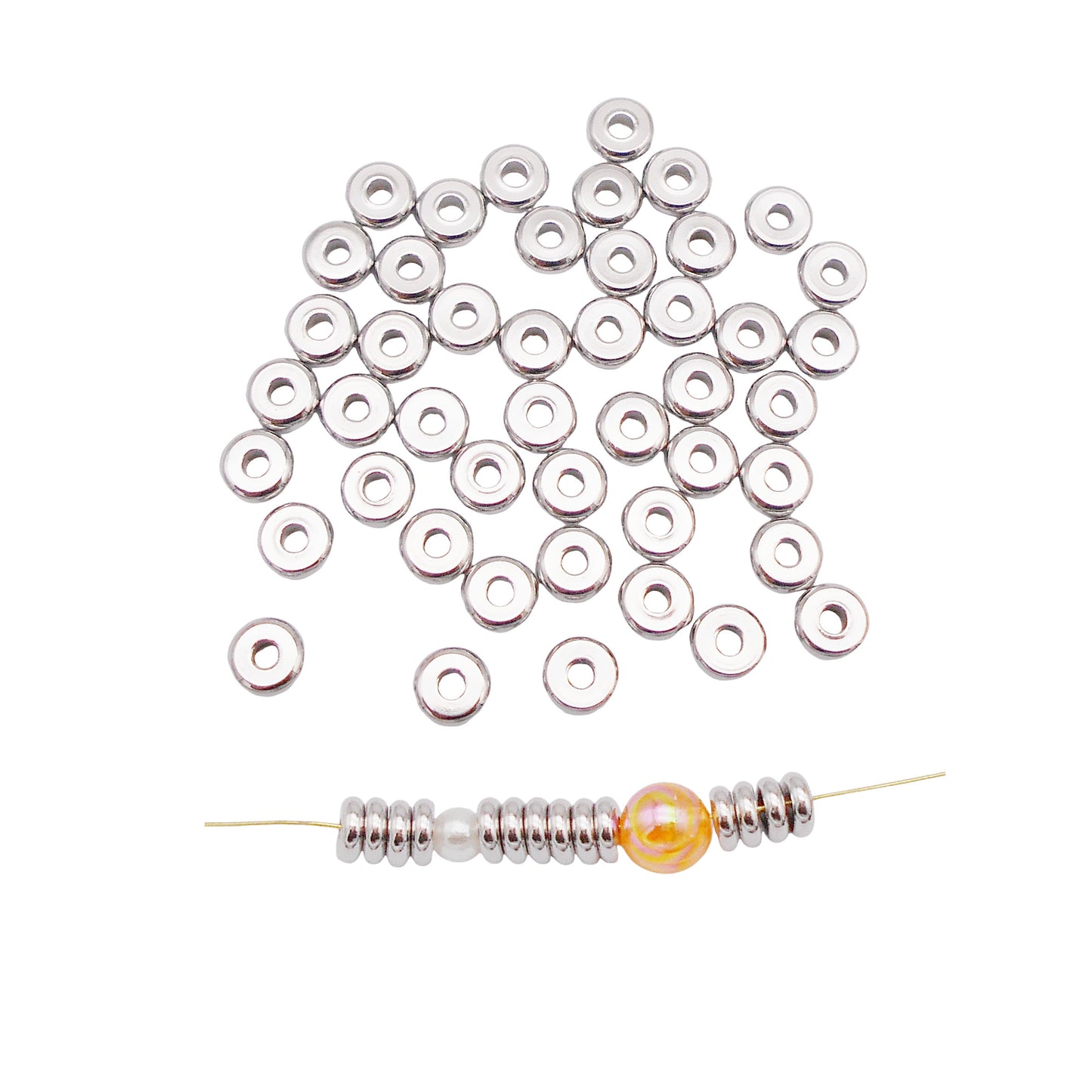 White k color stainless steel spacer beads 300pcs/pack for Jewelry Making Necklace Earrings Bracelet DIY