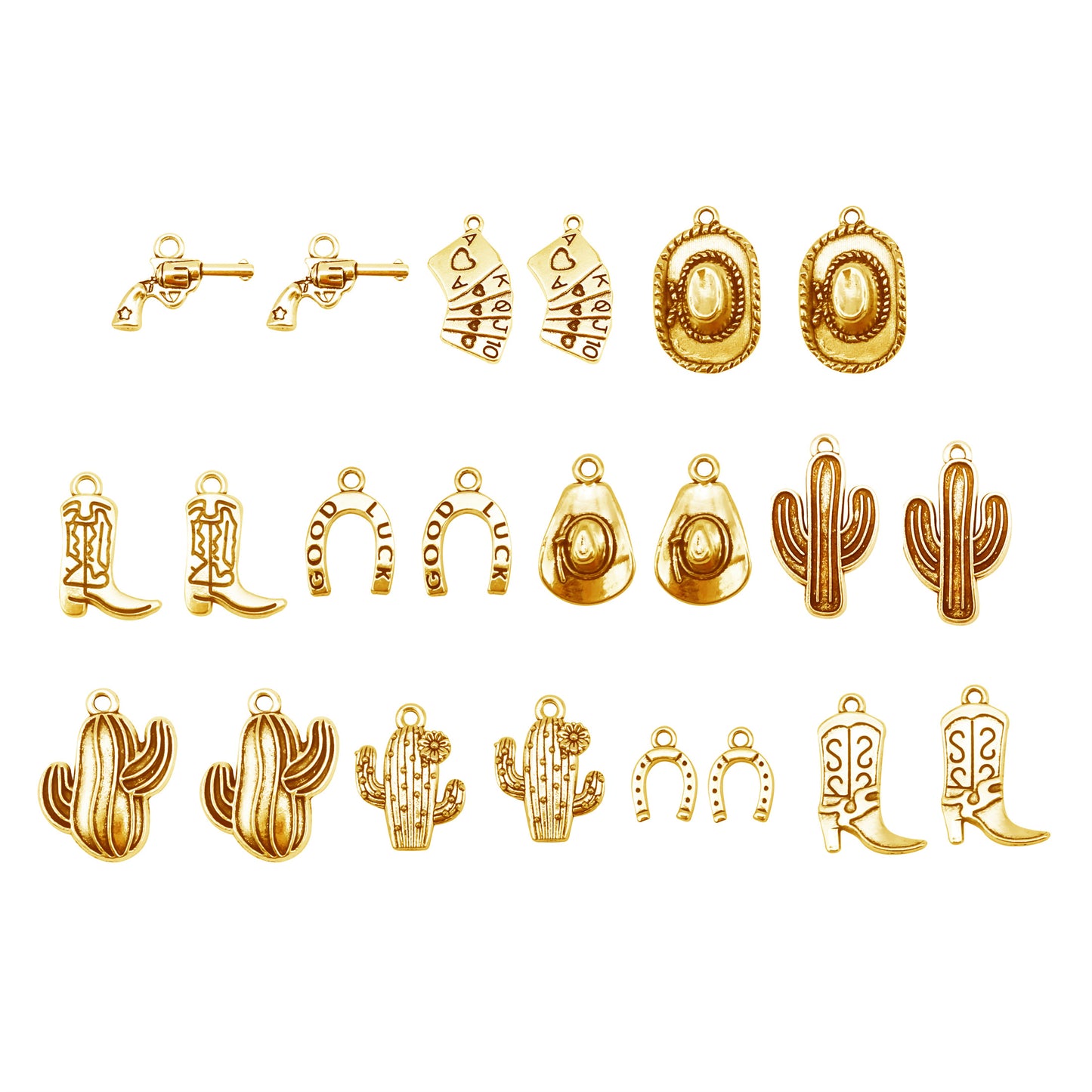 100 Grams Alloy Western Cowboy Cowgirl Charms Antique Silver Gold Color Boot Hat Pendants for Necklace Earrings Bracelet Jewelry Making Women Gifts Craft DIY Findings