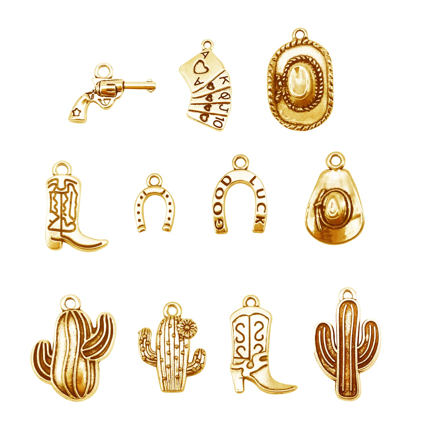 100 Grams Alloy Western Cowboy Cowgirl Charms Antique Silver Gold Color Boot Hat Pendants for Necklace Earrings Bracelet Jewelry Making Women Gifts Craft DIY Findings