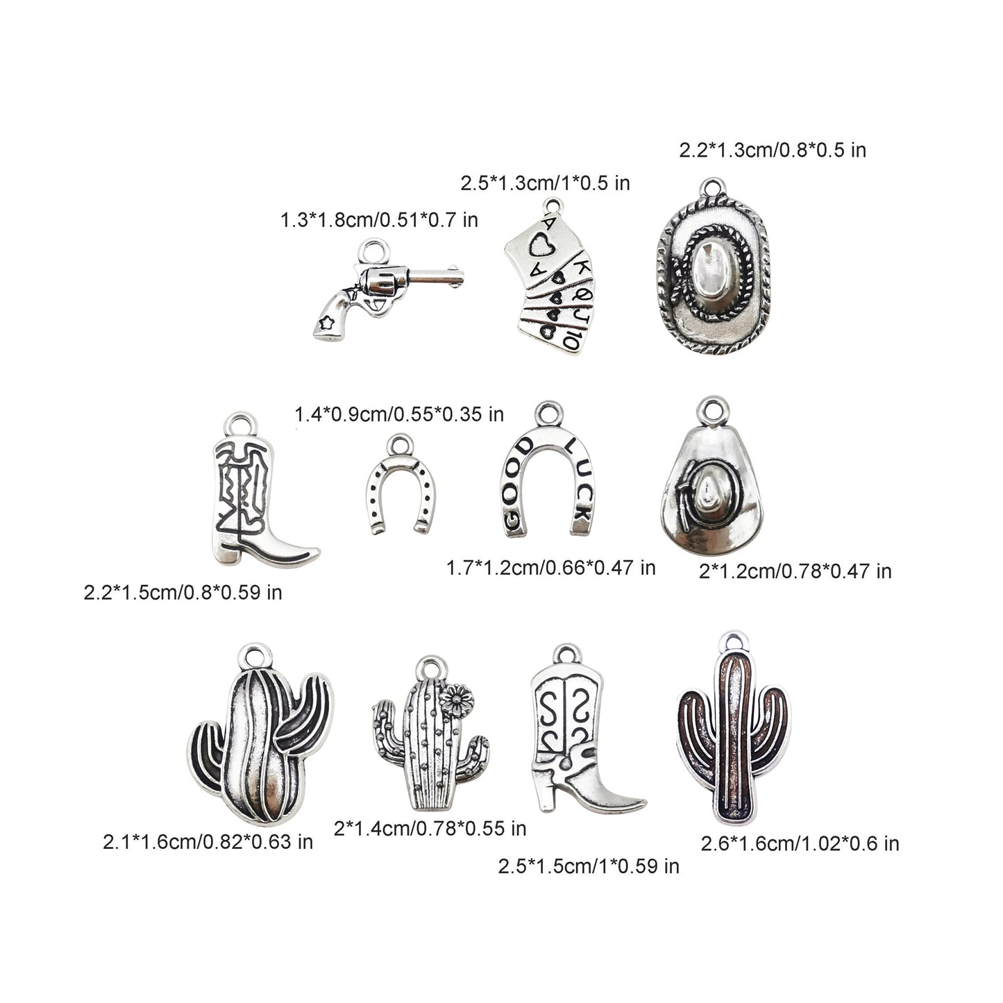 100 Grams Alloy Western Cowboy Cowgirl Charms Antique Silver Gold Color Boot Hat Pendants for Necklace Earrings Bracelet Jewelry Making Women Gifts Craft DIY Findings