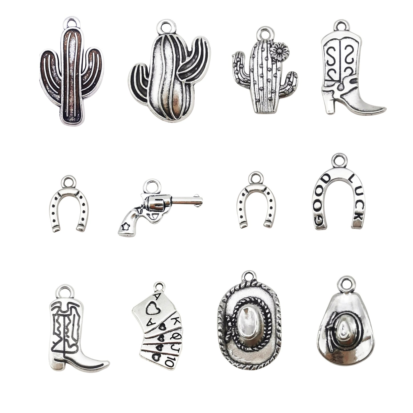 100 Grams Alloy Western Cowboy Cowgirl Charms Antique Silver Gold Color Boot Hat Pendants for Necklace Earrings Bracelet Jewelry Making Women Gifts Craft DIY Findings