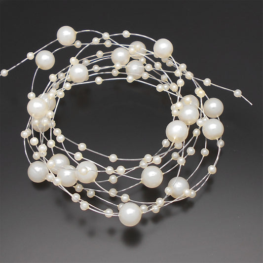 3mm & 8mm Alternating Imitation Pearl String, 1/10 Meters Faux Pearl Bead Chain for Garland Bouquet Decoration, Party and Wedding Setup Supplies, DIY Crafts