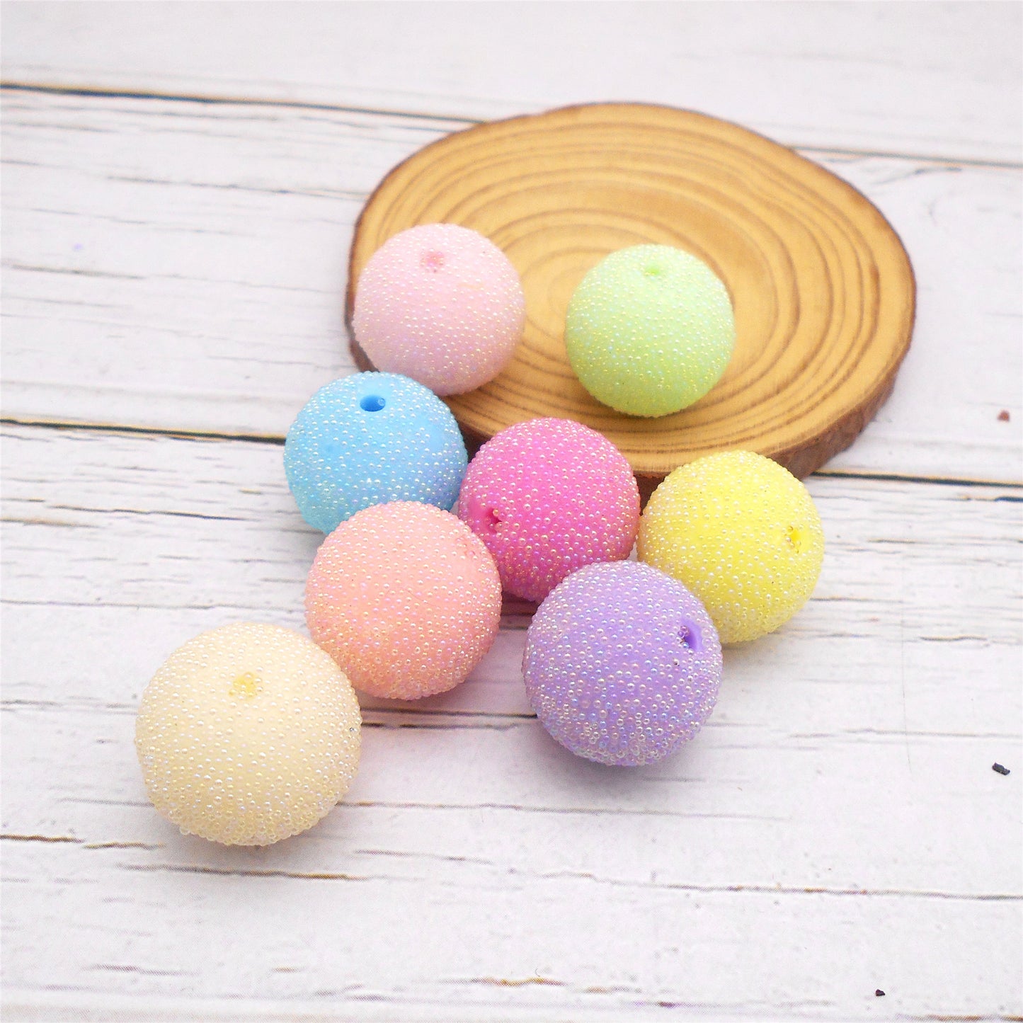 6Pcs Random 17mm Macaron-Colored Round Ball Beads 2mm Hole Acrylic Spacer Loose Beads for DIY Necklace Bracelet Accessories Keychain Dangle Making Crafts Supplies