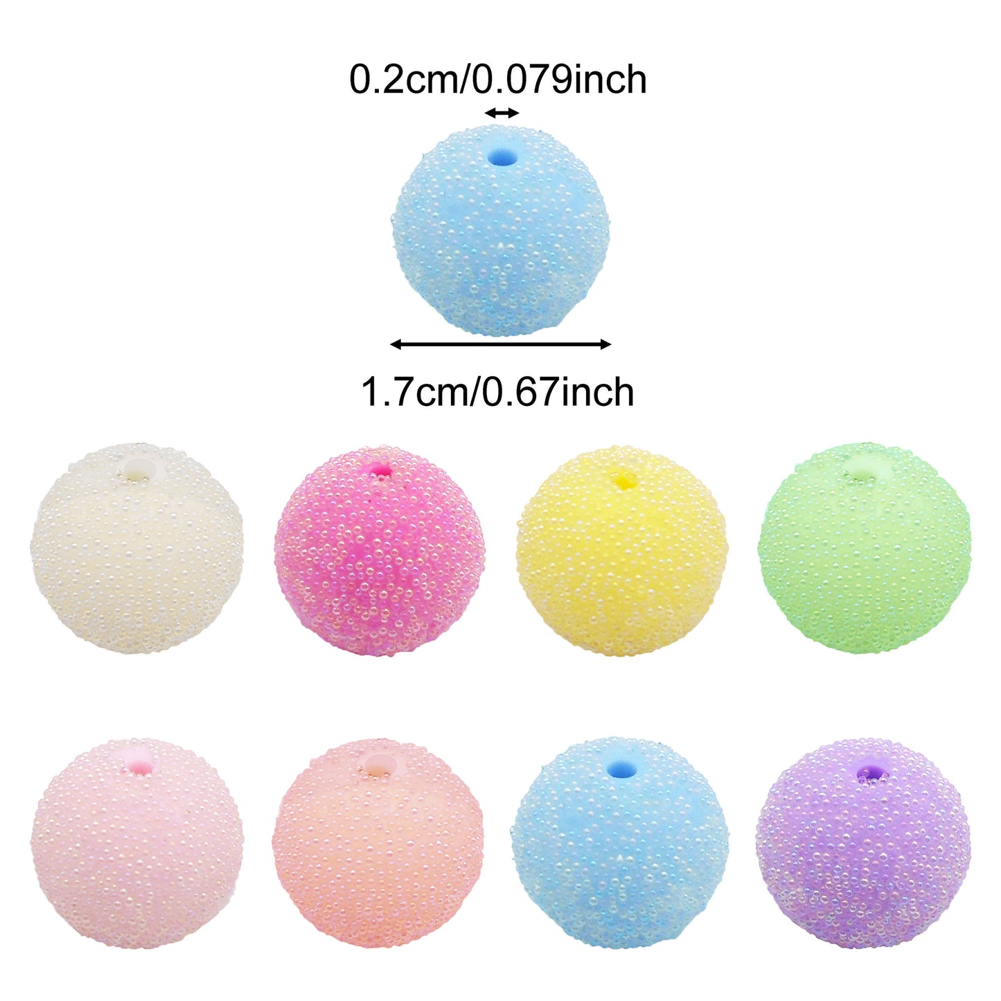 6Pcs Random 17mm Macaron-Colored Round Ball Beads 2mm Hole Acrylic Spacer Loose Beads for DIY Necklace Bracelet Accessories Keychain Dangle Making Crafts Supplies