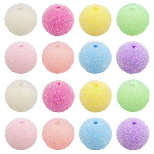 6Pcs Random 17mm Macaron-Colored Round Ball Beads 2mm Hole Acrylic Spacer Loose Beads for DIY Necklace Bracelet Accessories Keychain Dangle Making Crafts Supplies